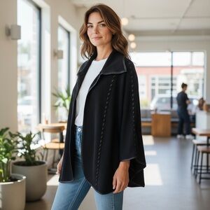 Patricia‎ Nash XL/1X Split Trumpet Sleeve Sweater Jacket Black EUC